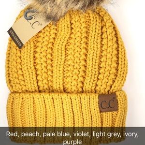 Kids fuzzy lining knitted beanie with Pom Pom